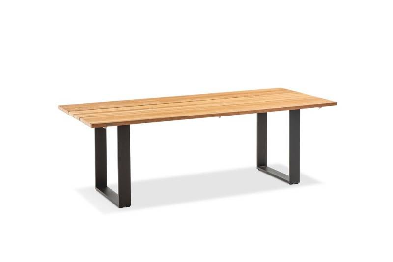 Natur24 Gartentisch Gartentisch Noha 160x95 Tischplatte Teakholz Profilkufe Aluminium von Natur24