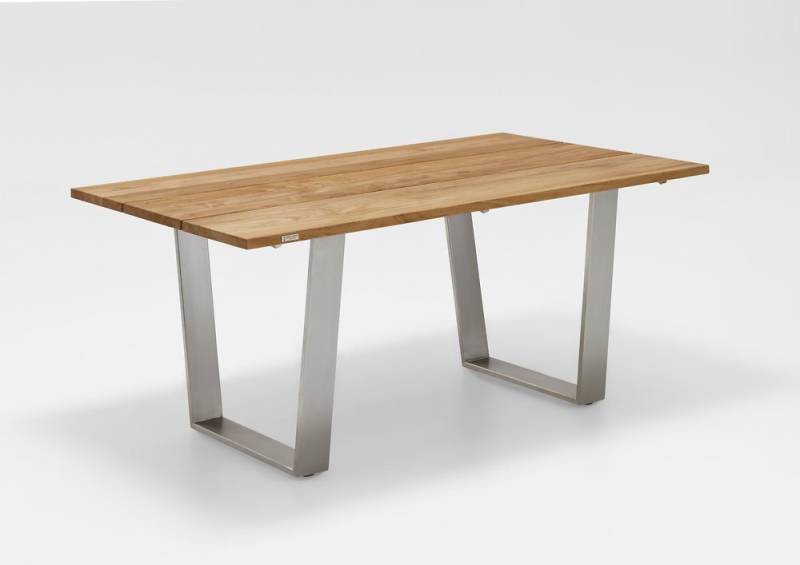 Natur24 Gartentisch Gartentisch Noha 260x95 Tischplatte Teakholz Trapezkufe Edelstahl von Natur24