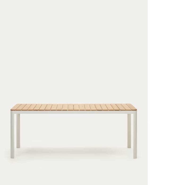 Natur24 Gartentisch Gartentisch Teak Aluminium Natur Weiß 200x100 von Natur24