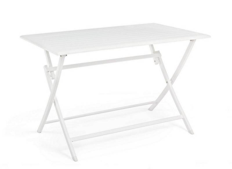 Natur24 Gartentisch Klapptisch Elin 110 x 70 x 71cm Aluminium weiß in Dielen-Optik Outdoor von Natur24