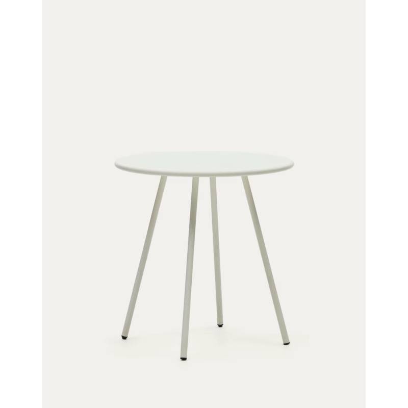 Natur24 Gartentisch Montjoi 70 x 70x 74 cm Stahl mit weißem Finish Möbelstück von Natur24
