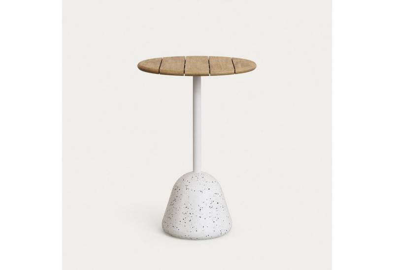 Natur24 Gartentisch Saura Hoher Bartisch 70 x 70 x 99 cm Akazie Terrazzo Zement Weiß Natur von Natur24