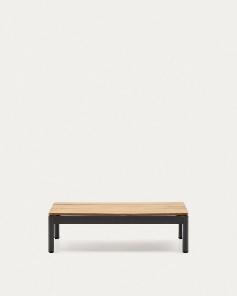 Natur24 Gartentisch Sorells Couchtisch 57 x 91 x 25 cm Aluminium Teakholz Anthrazit Natur von Natur24