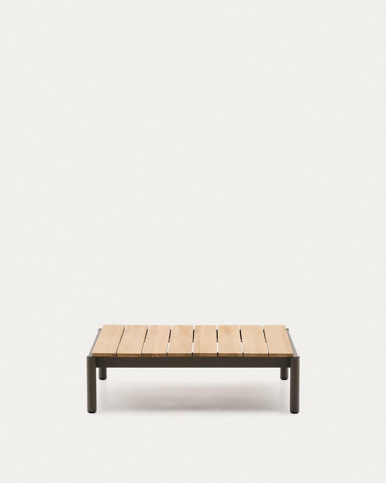 Natur24 Gartentisch Sorells Couchtisch 91 x 88 x 25 cm Aluminium Teak Stahl Braun Natur von Natur24