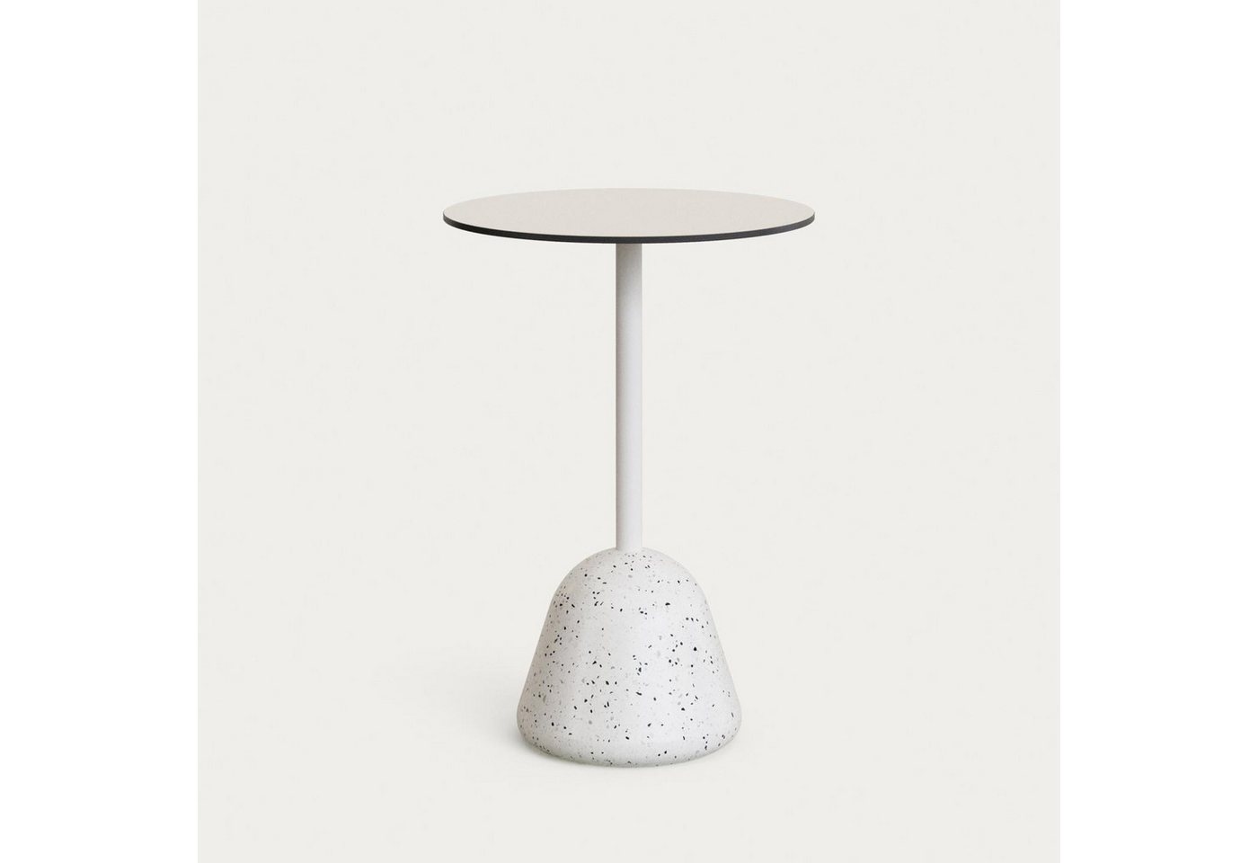 Natur24 Gartentisch Tiaret Hoher Bartisch 68 x 68 x 97 cm Terrazzo Zement Stahl Weiß von Natur24