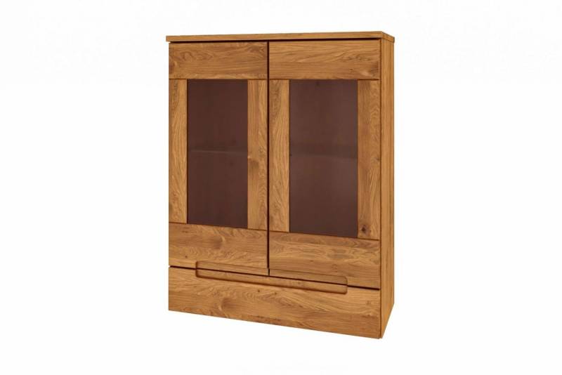 Natur24 Hängeschrank Wandschrank Bento Wildeiche 74x32x96 mit 2 Glastüren und 1 Schublade von Natur24