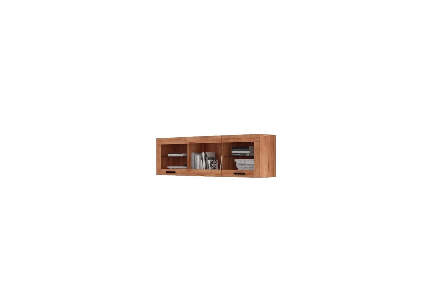 Natur24 Hängeschrank Wandschrank Ringo Kernbuche 158x32x47 mit 2 Glastüren und 1 Fach von Natur24