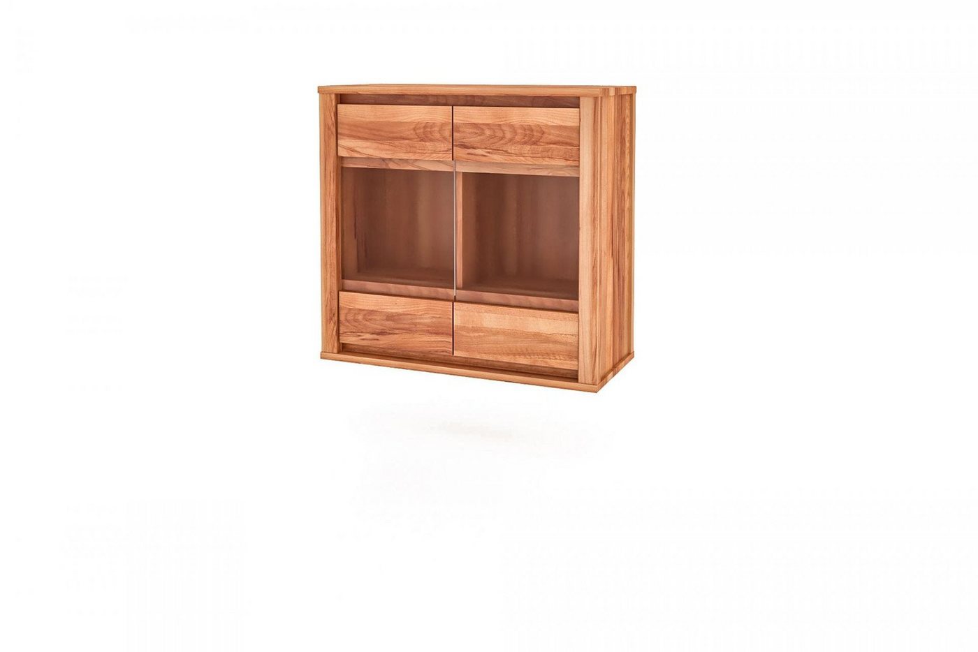 Natur24 Hängeschrank Wandschrank Tinci Kernbuche massiv 80x35x76cm mit 2 Glastüren von Natur24