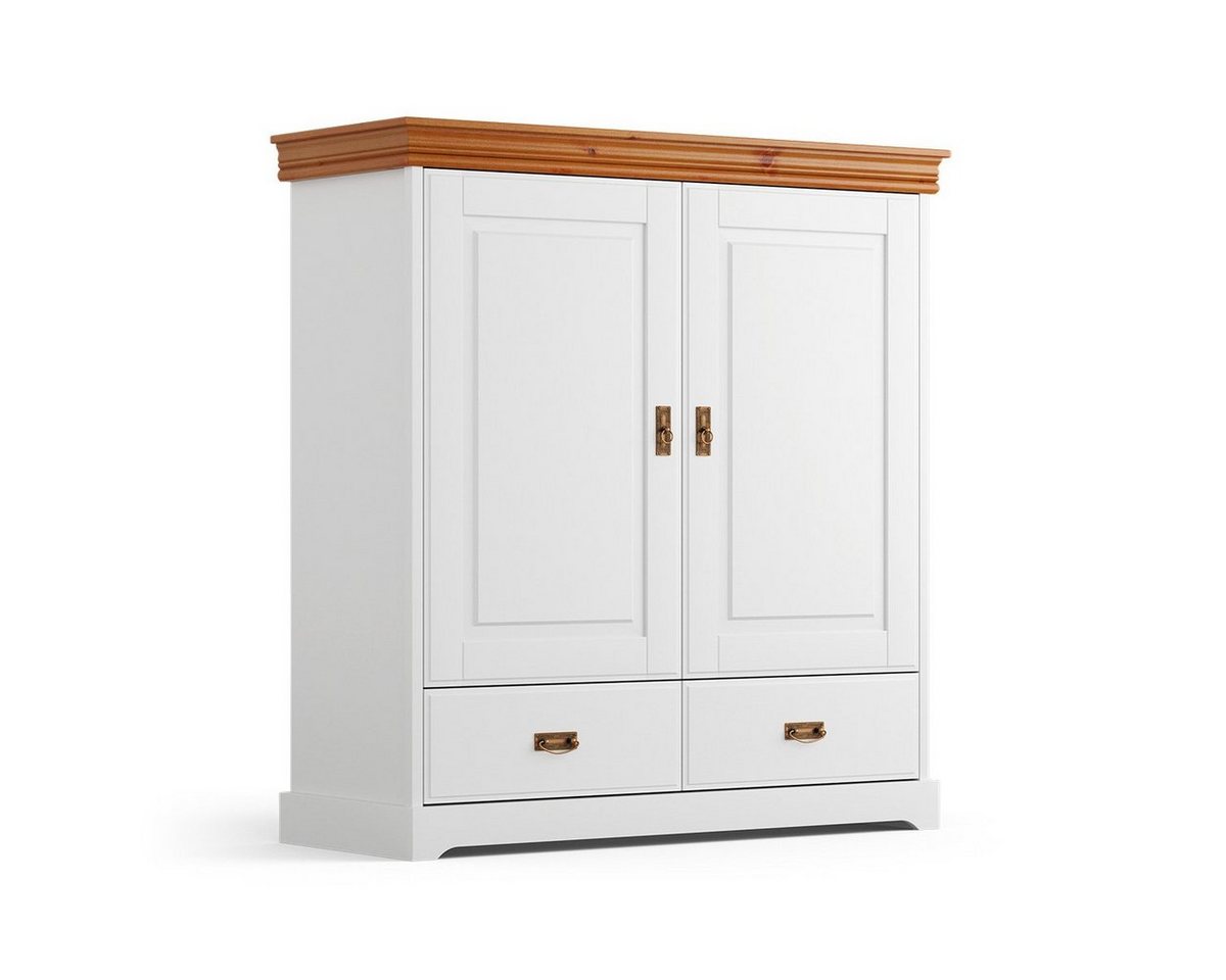 Natur24 Highboard Highboard Tuscany Kiefer massiv Türen und Schubladen 130x50x142cm von Natur24