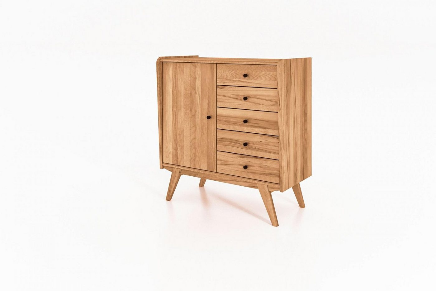 Natur24 Highboard Kommode Jetro Kernbuche massiv 100x105x50cm mit 5 Schubladen und 1 Tür von Natur24