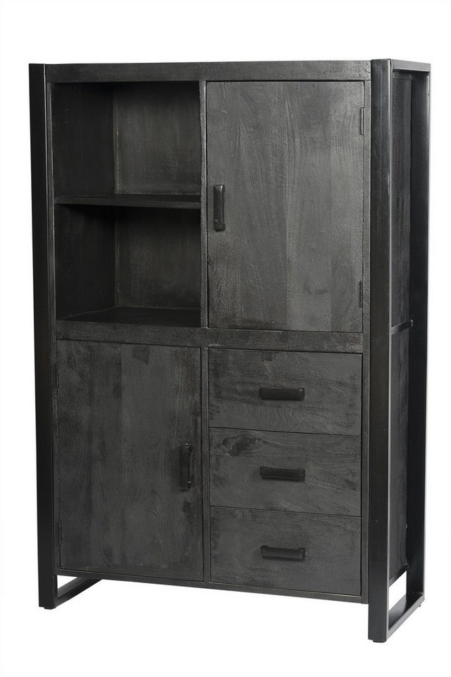 Natur24 Highboard Norris Highboard 100x150x43 cm Mangoholz Stahl Schwarz Natur24 Highboard Norris Highboard 100x150x43 cm Mangoholz Stahl Schwarz von Natur24