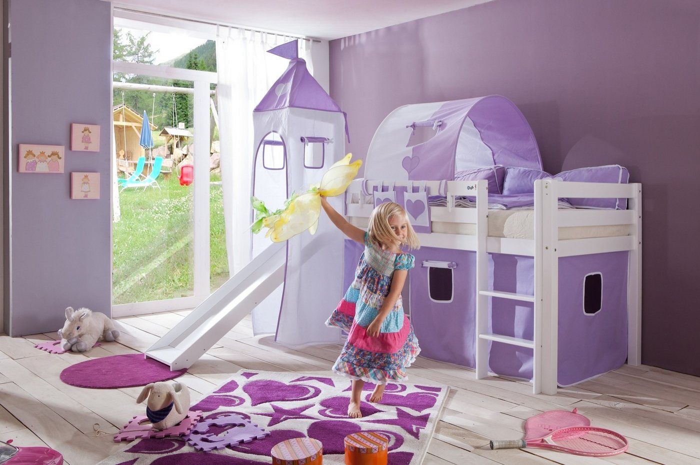 Natur24 Kinderbett Einzelbett Alex Buche massiv 90x200 cm Weiß lackiert mit Stoff-Set Natur24 Kinderbett Einzelbett Alex Buche massiv 90x200 cm Weiß lackiert mit Stoff-Set von Natur24