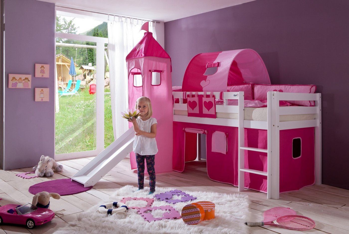 Natur24 Kinderbett Einzelbett Alex Buche massiv 90x200 cm Weiß lackiert mit Stoff-Set Natur24 Kinderbett Einzelbett Alex Buche massiv 90x200 cm Weiß lackiert mit Stoff-Set von Natur24
