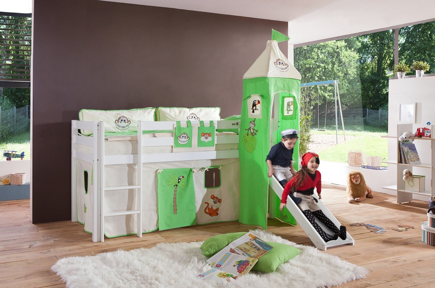 Natur24 Kinderbett Einzelbett Alex Buche massiv 90x200 cm Weiß lackiert mit Stoff-Set Natur24 Kinderbett Einzelbett Alex Buche massiv 90x200 cm Weiß lackiert mit Stoff-Set von Natur24