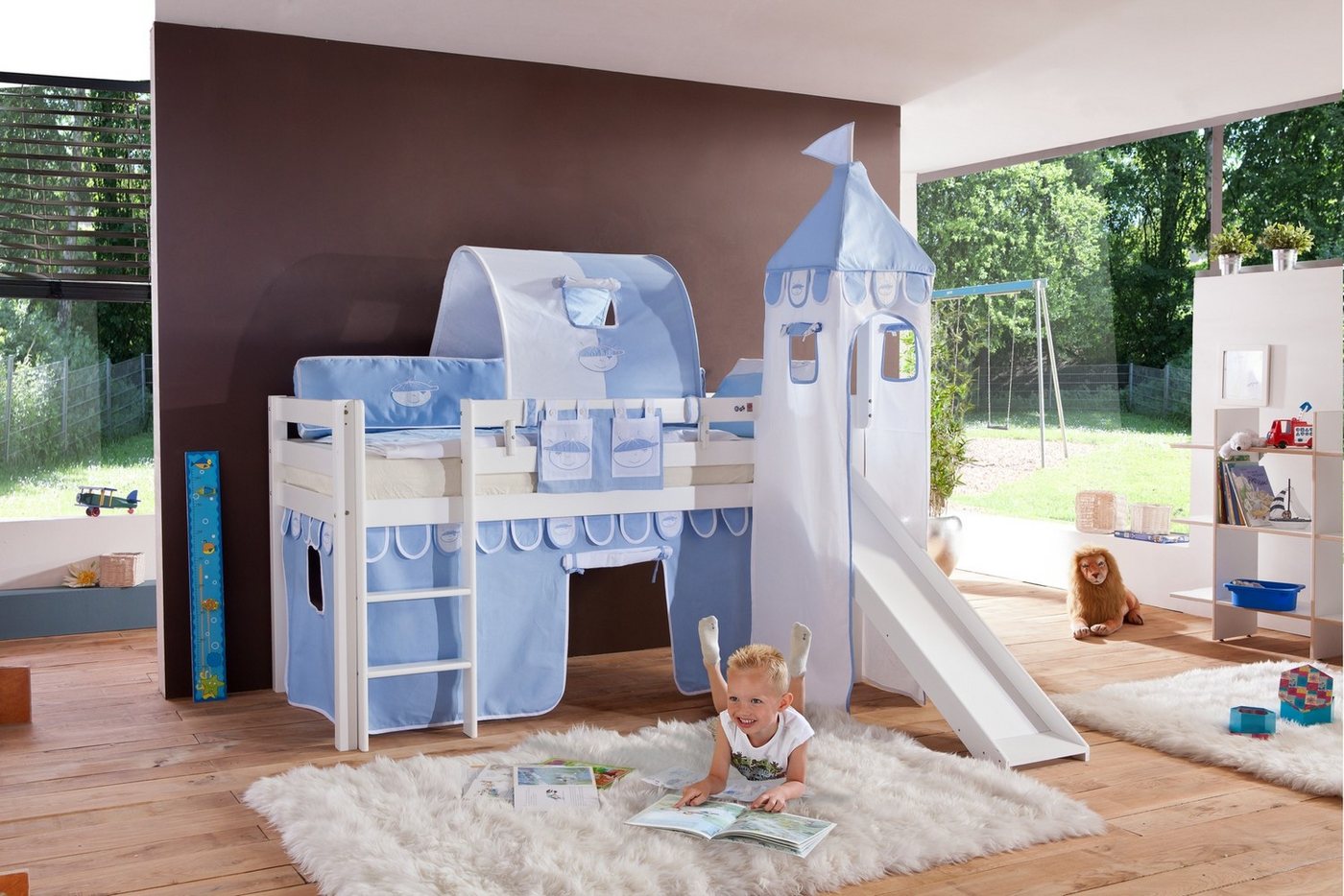 Natur24 Kinderbett Einzelbett Alex Buche massiv 90x200 cm Weiß lackiert mit Stoff-Set Natur24 Kinderbett Einzelbett Alex Buche massiv 90x200 cm Weiß lackiert mit Stoff-Set von Natur24