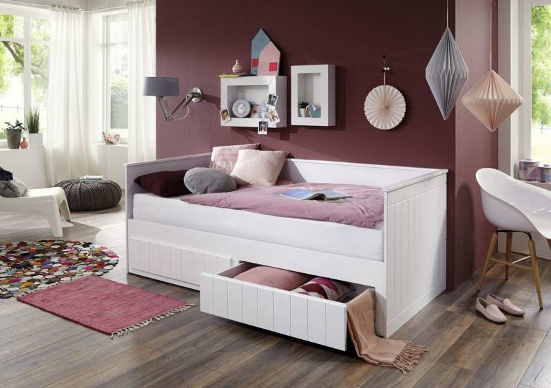 Natur24 Kinderbett Funktionsbett Timmi 206 x 80 x 100 cm MDF Weiß von Natur24