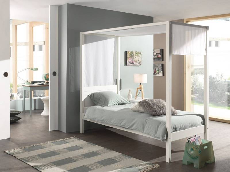 Natur24 Kinderbett Himmelbett inklusive 3 Zubehören 208 x 191 x 148 cm von Natur24