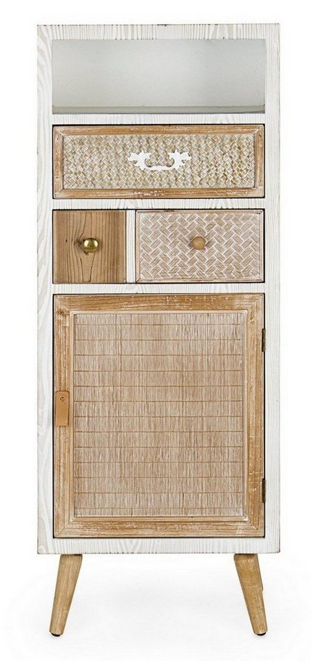 Natur24 Kleiderschrank Schrank Eloise 48 x 35 x 121 cm MDF und Tannenholz Highboard von Natur24