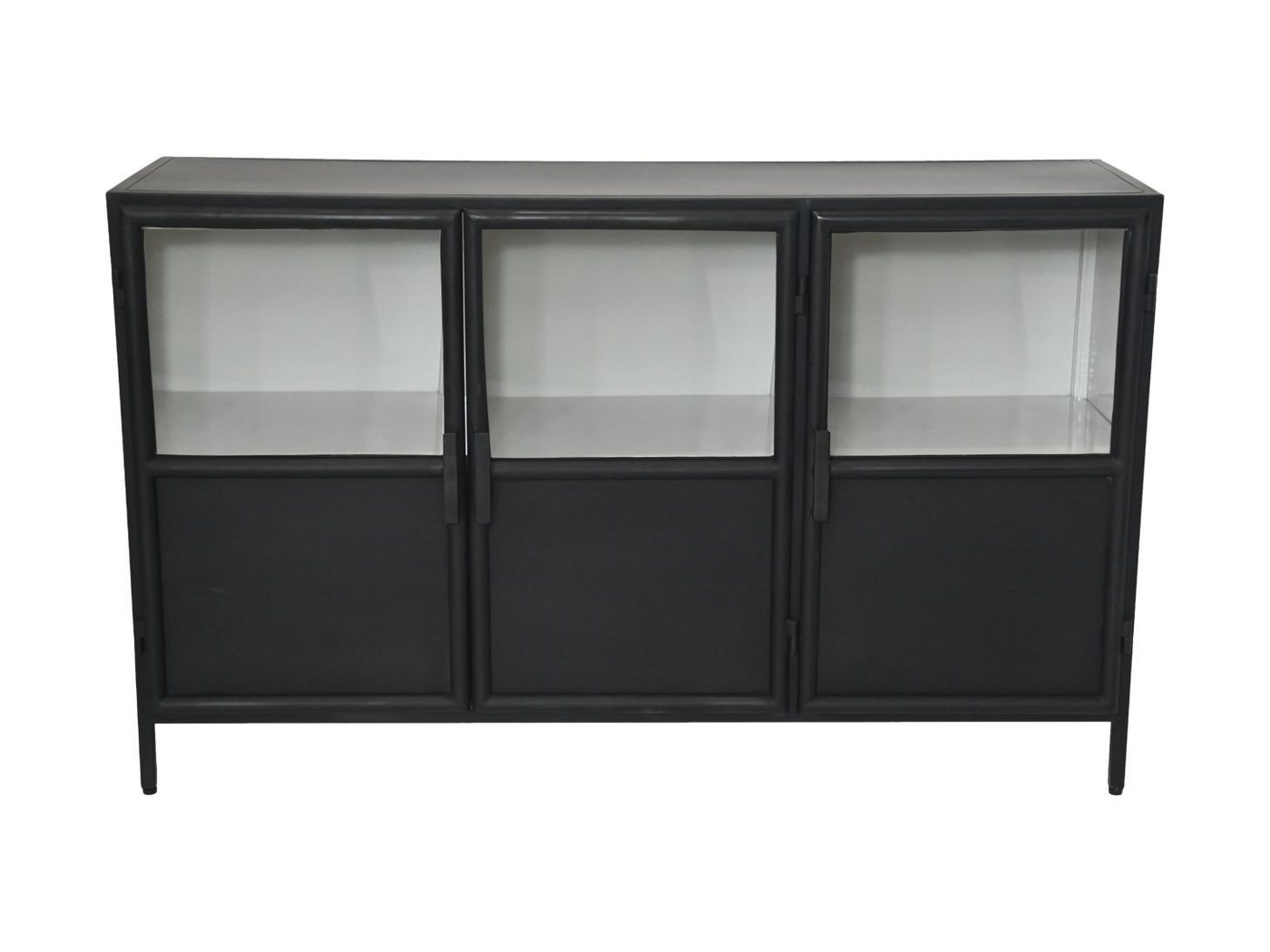 Natur24 Kommode Kommode Bronx 140 x 40 x 85 cm Metall Schwarz Grau Schrank Sideboard von Natur24