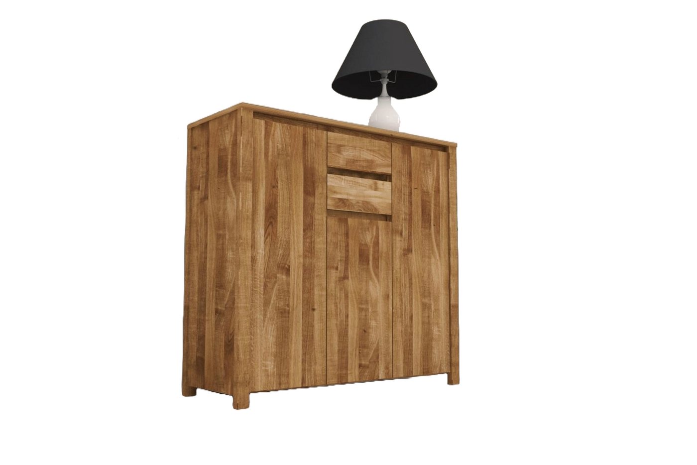 Natur24 Sideboard Kommode Tinci Wildeiche 115x45x112 m. 3 Türen 2 Schubladen Holzbeinen von Natur24