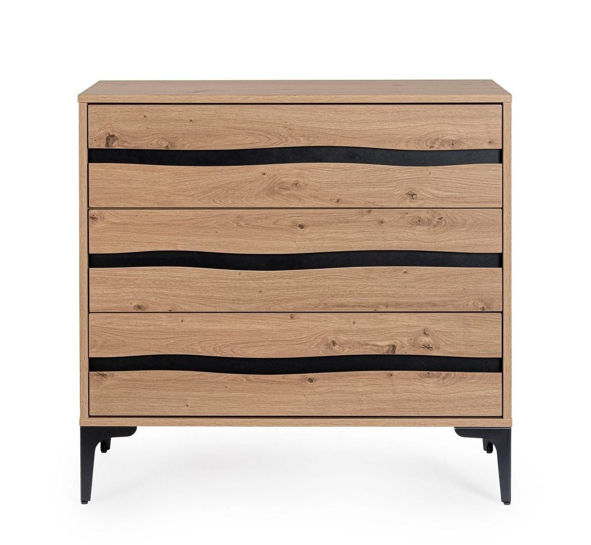 Natur24 Kommode Melys Kommode 40 x 78 x 80 cm Stahl MDF Spanplatte Braun Schwarz von Natur24