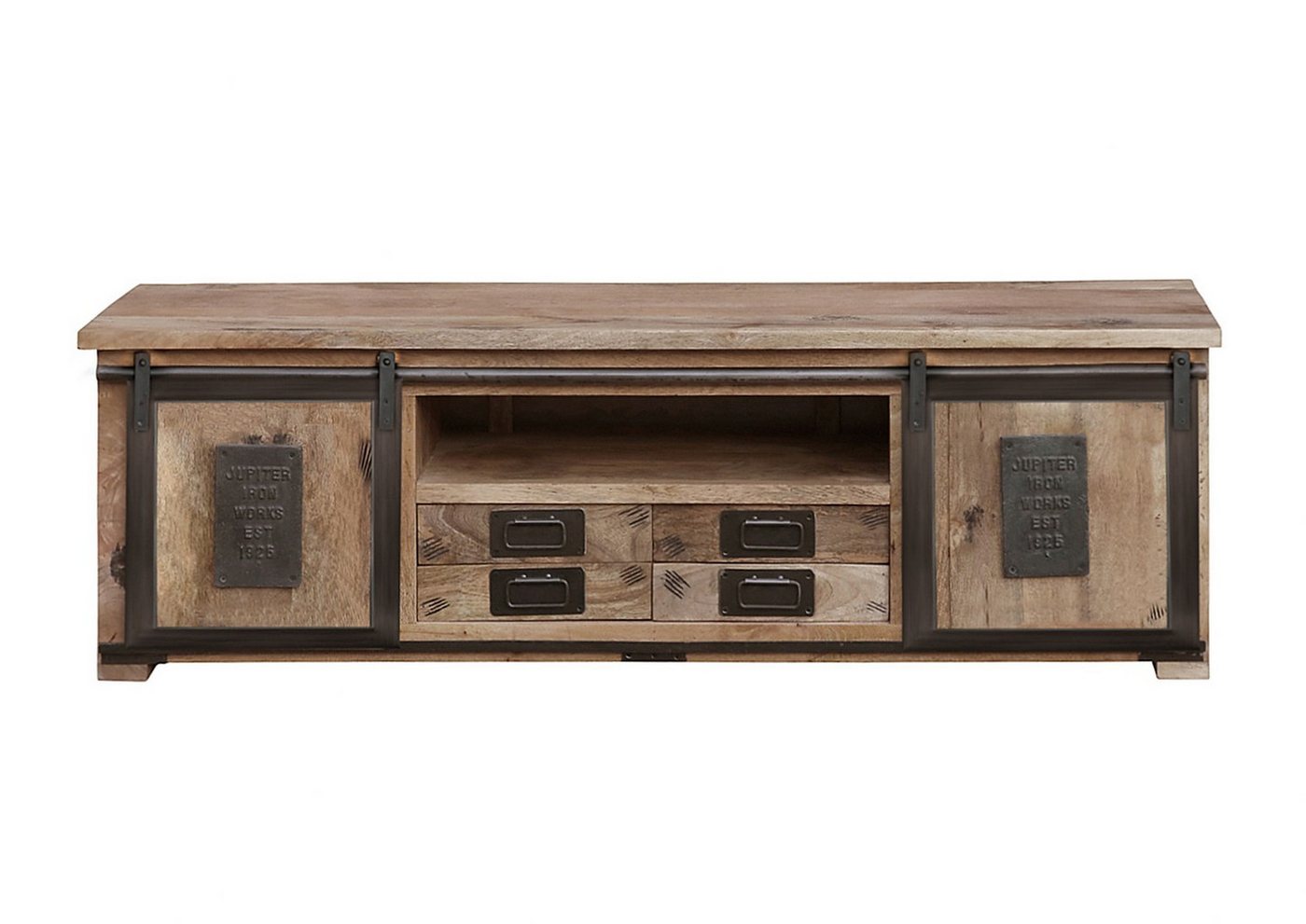 Natur24 Lowboard Slyder Modern TV Board Lowboard 180x43x56 Mangoholz Massiv von Natur24