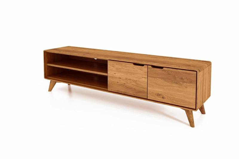 Natur24 Lowboard TV-Board Gerg Wildeiche 180x40x48 mit 2 Türen und 2 offenen Fächern von Natur24