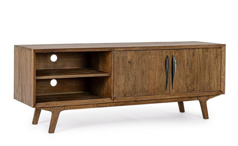 Natur24 Lowboard TV-Board Sherman 152x40x55cm Mango-Holz 2-Türig mit 2 offenen Fächern von Natur24