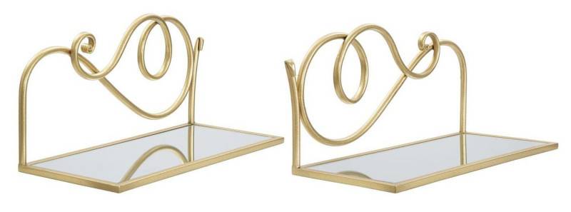 Natur24 Nachtkonsole Mensola 2er Set Nachttische 41,5 x 20,5 x 18 cm Metall MDF Gold von Natur24