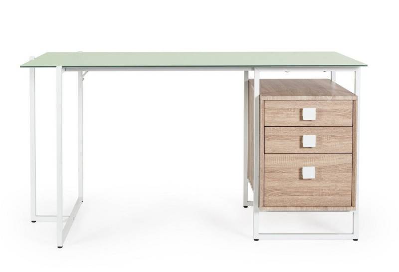 Natur24 Schreibtisch Thomas Schreibtisch 69 x 76 x 142 cm MDF Stahl Glas PVC Braun Weiß Natur24 Schreibtisch Thomas Schreibtisch 69 x 76 x 142 cm MDF Stahl Glas PVC Braun Weiß von Natur24