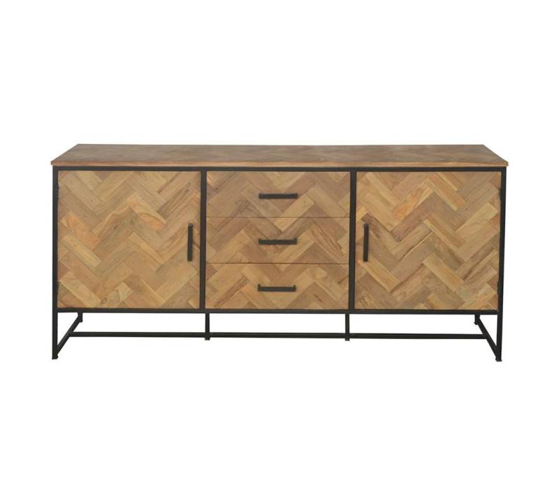 Natur24 Sideboard Accent Sideboard 180x85x45 cm Teak Stahl Natur Schwarz Natur24 Sideboard Accent Sideboard 180x85x45 cm Teak Stahl Natur Schwarz von Natur24