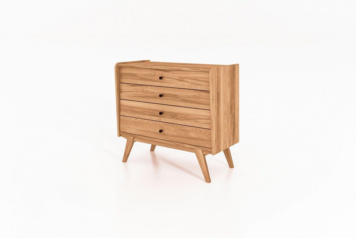 Natur24 Sideboard Kommode Jetro Kernbuche 100x90x50cm mit 4 Schubladen und Holzbeinen von Natur24