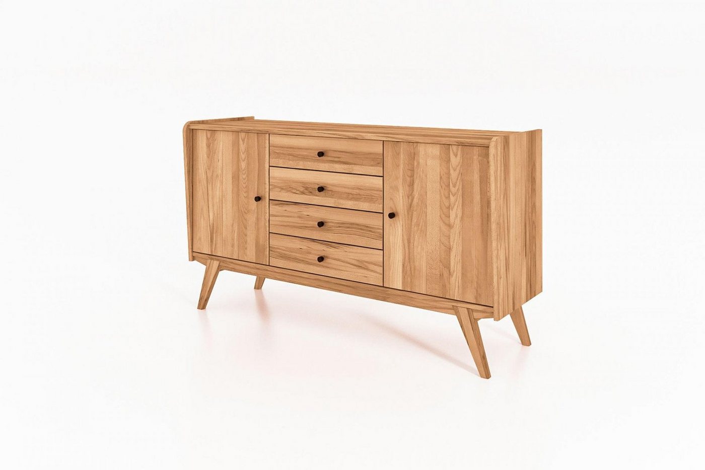 Natur24 Sideboard Kommode Jetro Kernbuche 160x90x50cm mit 4 Schubladen und 2 Türen von Natur24