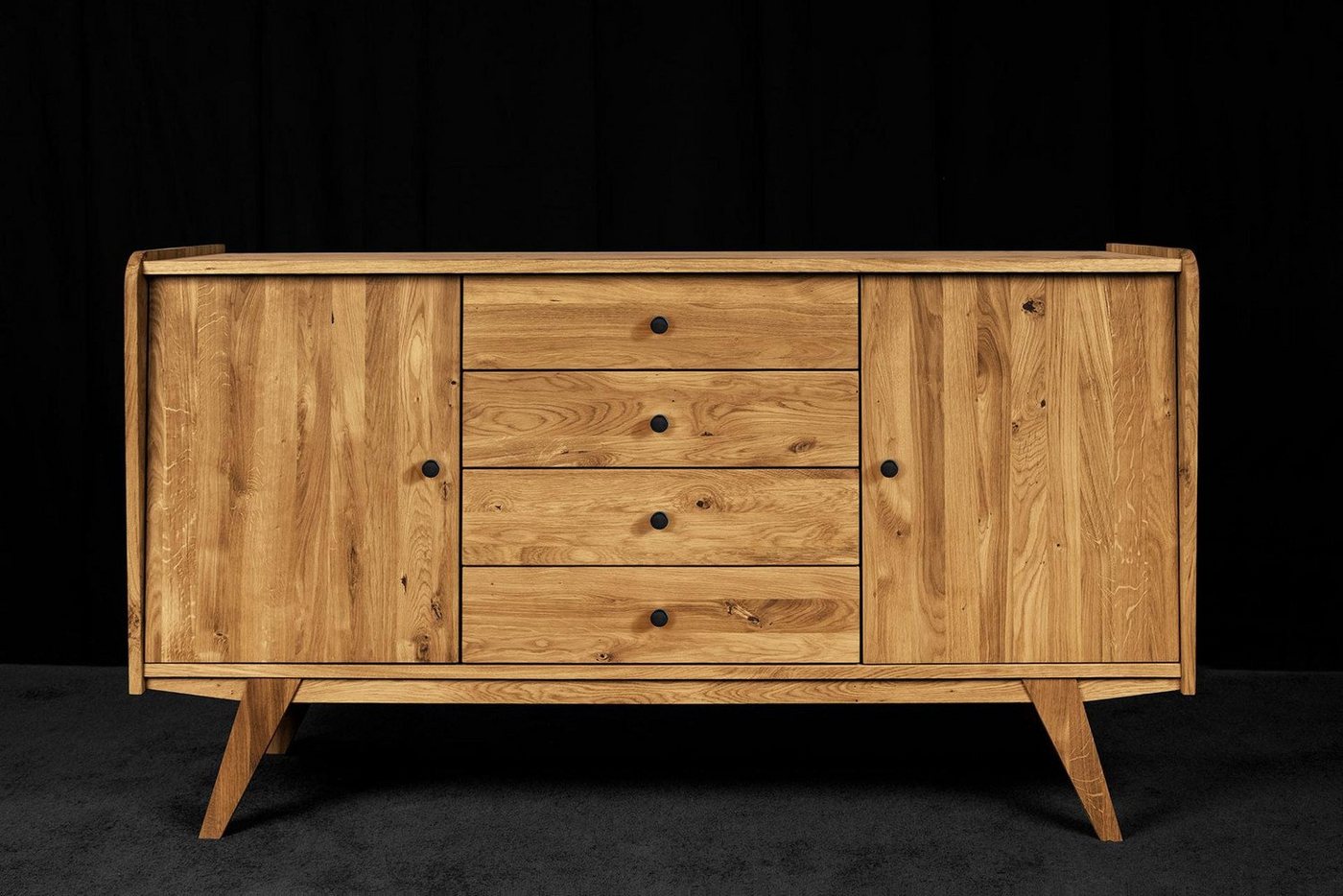 Natur24 Sideboard Kommode Jetro Wildeiche 160x90x50cm mit 4 Schubladen und 2 Türen von Natur24