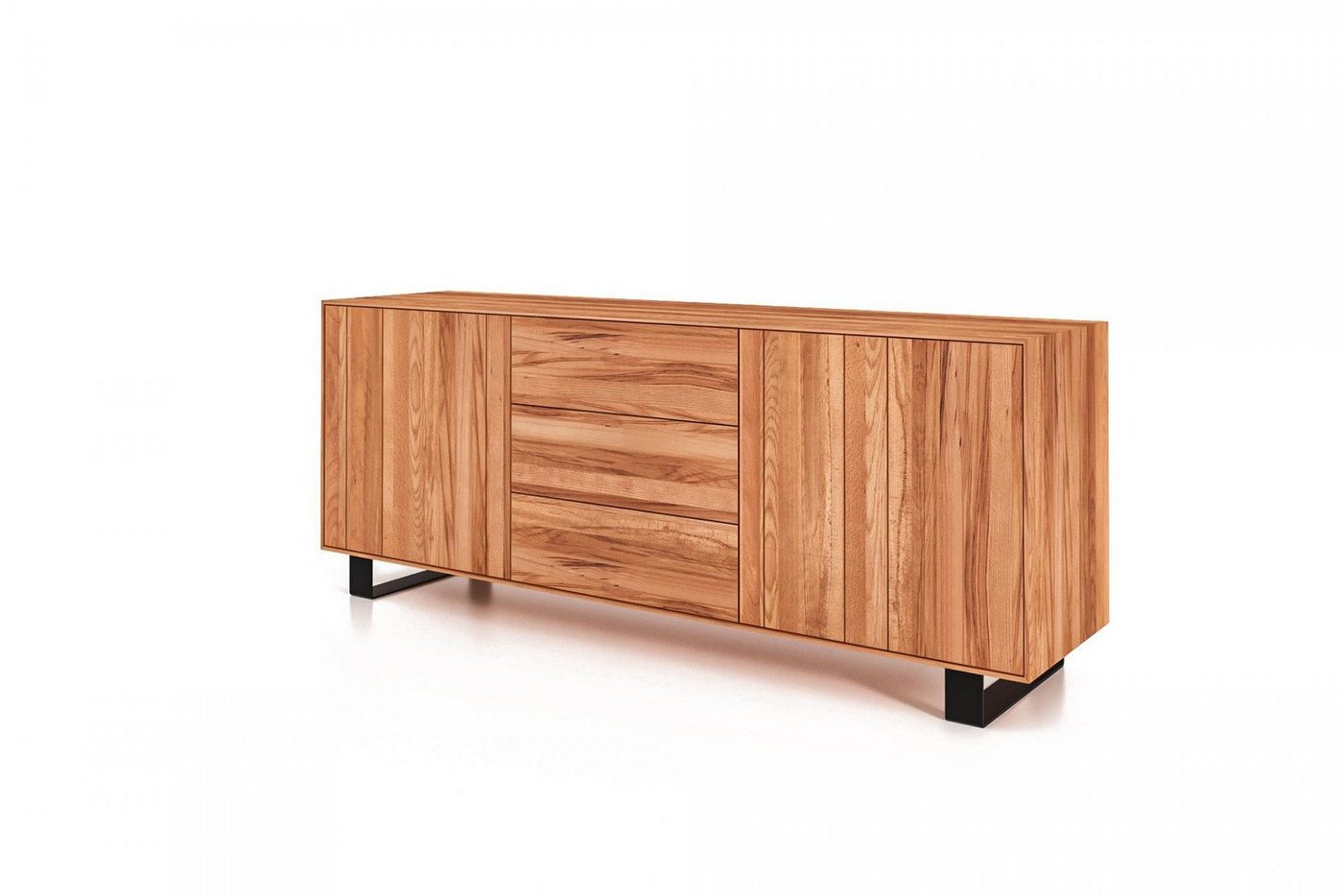 Natur24 Sideboard Kommode Leeds Kernbuche 197x50x78 gestell 2 Türen 3 Schubladen von Natur24