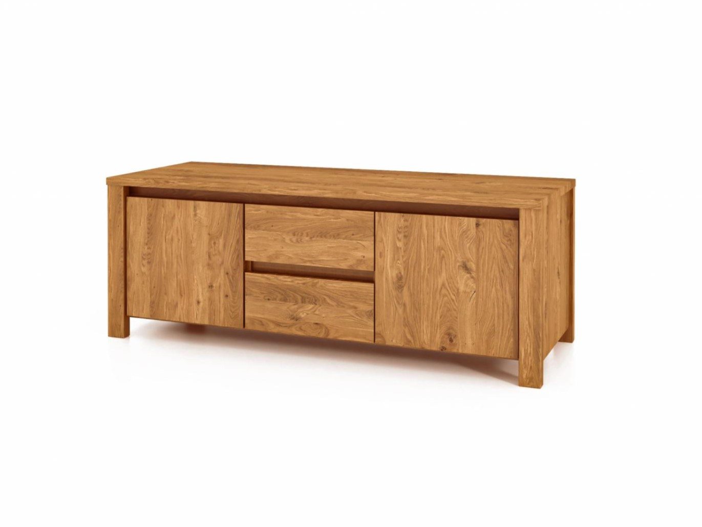 Natur24 Sideboard Kommode Tinci Wildeiche 115x45x43 mit 2 Türen 2 Schubladen Holzbeinen von Natur24