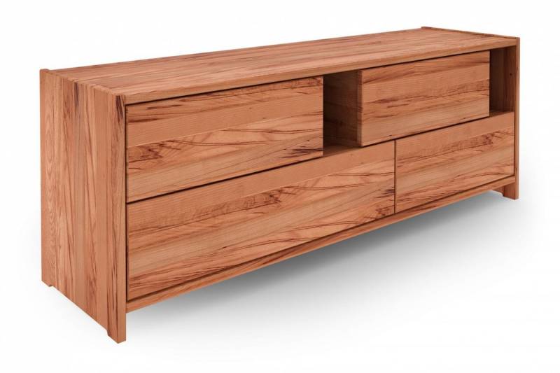 Natur24 Sideboard Kommode Zigo Kernbuche massiv 148x41x54 mit 4 Schubladen und 2 Fächern von Natur24
