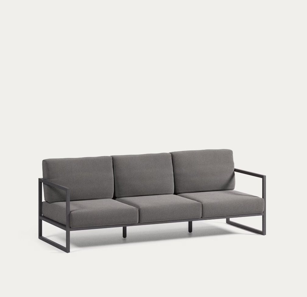 Natur24 Sofa 3- Sitzer Sofa Comova 225 x 85 x 85 cm Dunkelgrau Sitzgelegenheit Neu von Natur24