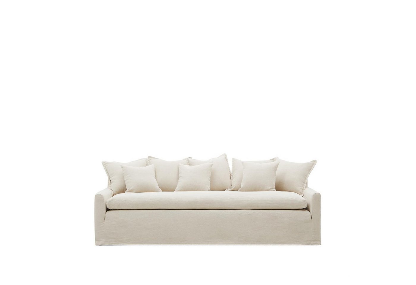 Natur24 Sofa 3-Sitzer-Sofa Zenira 230 x 85 x 105 cm Leinen Baumwolle Beige von Natur24