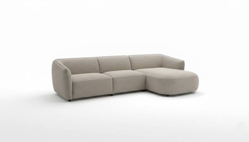 Natur24 Sofa Ariane Sofa 3-Sitzer 310x156 cm Recamiere Links Beige / Grau von Natur24