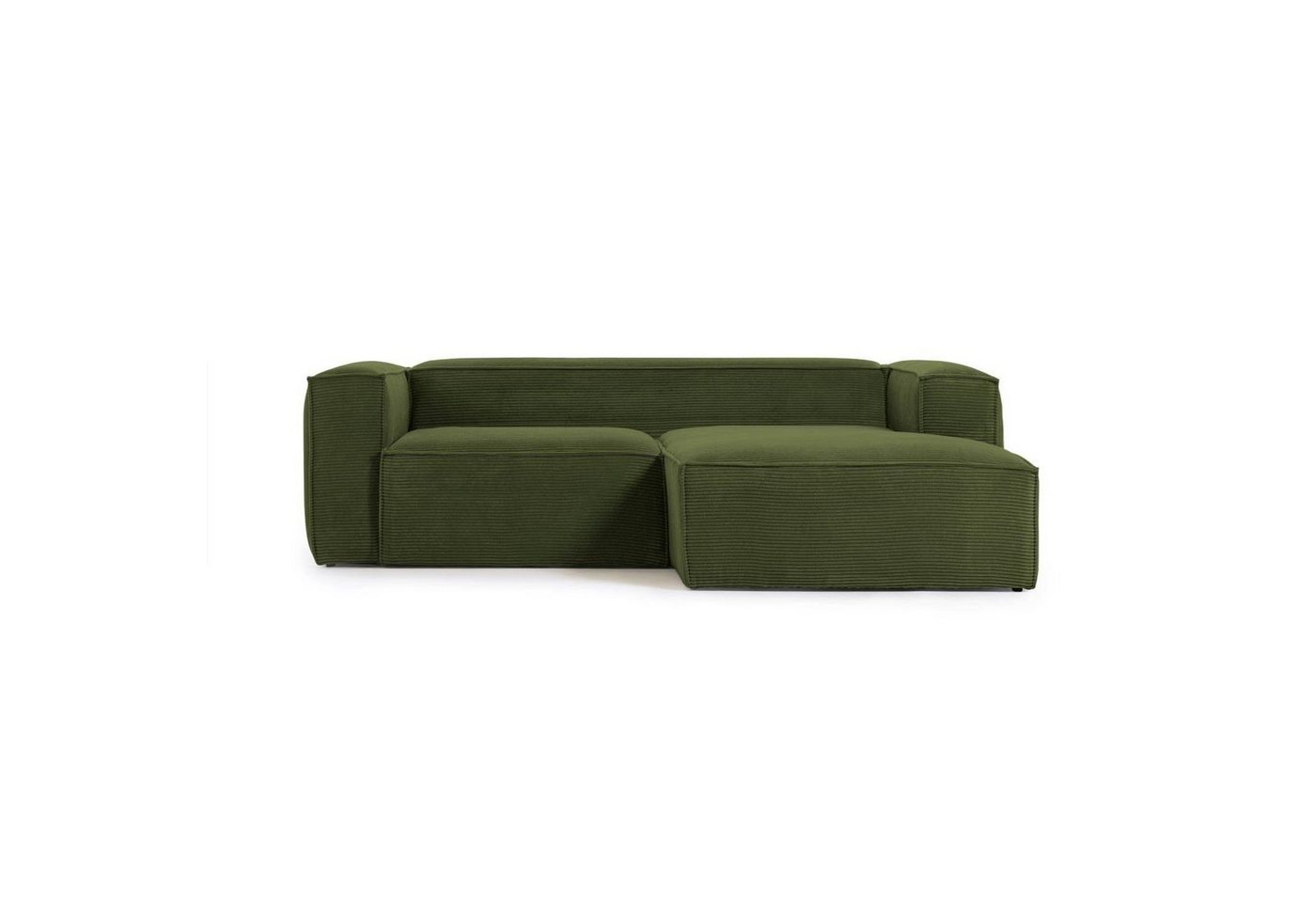 Natur24 Sofa Sofa Blok 2-Sitzer mit Longchair rechts grün 240cm Couch von Natur24