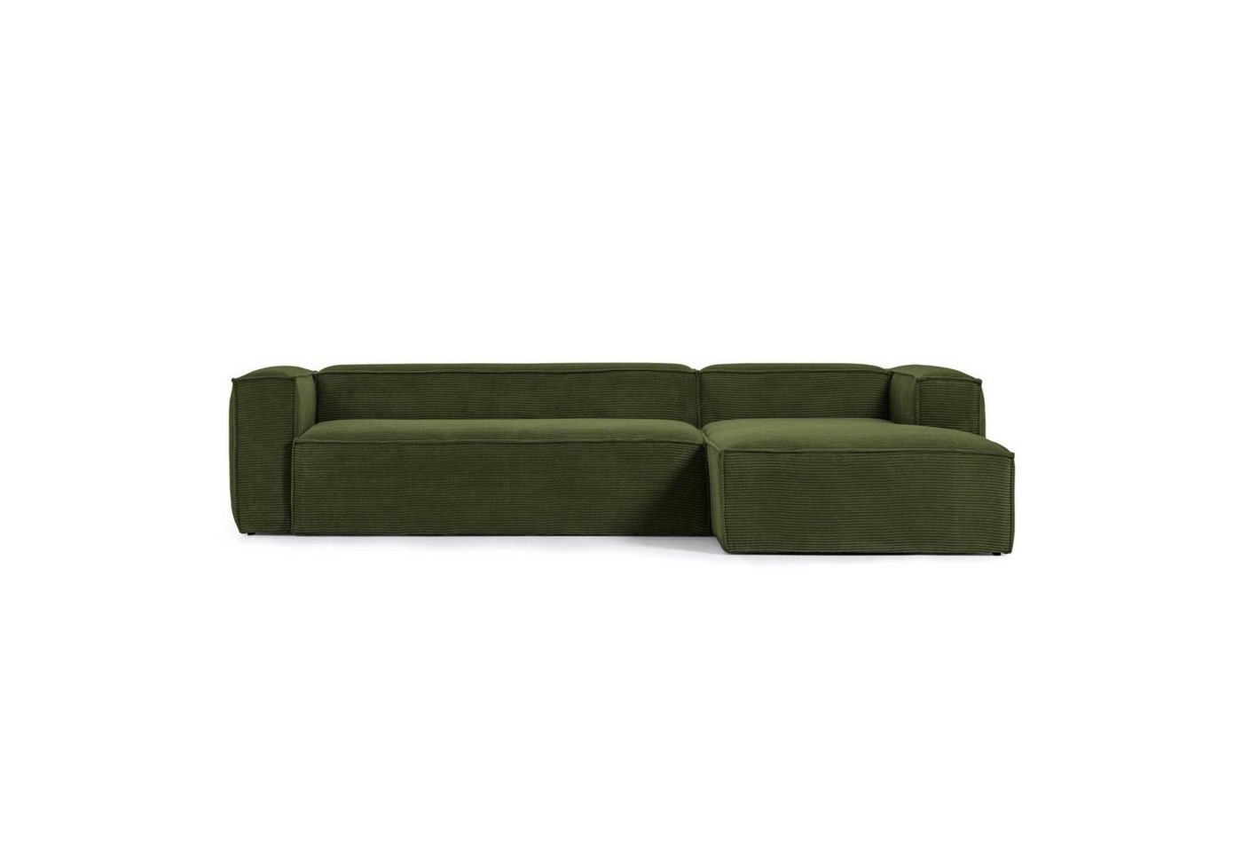 Natur24 Sofa Sofa Blok 3-Sitzer Longchair rechts dicker Cord grün 330cm von Natur24