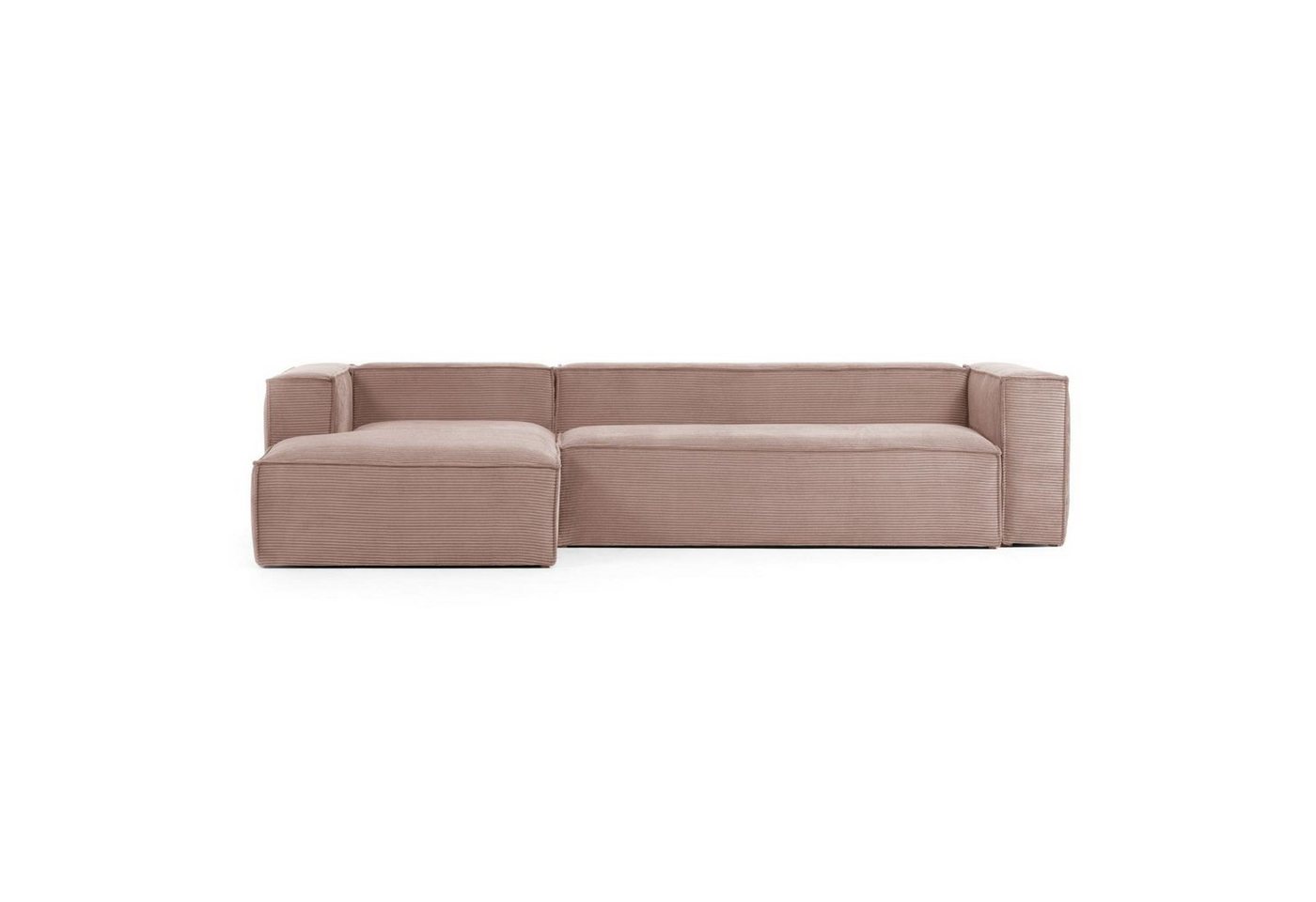 Natur24 Sofa Sofa Blok 3-Sitzer mit Longchair links Kord rosa 330cm Couch von Natur24