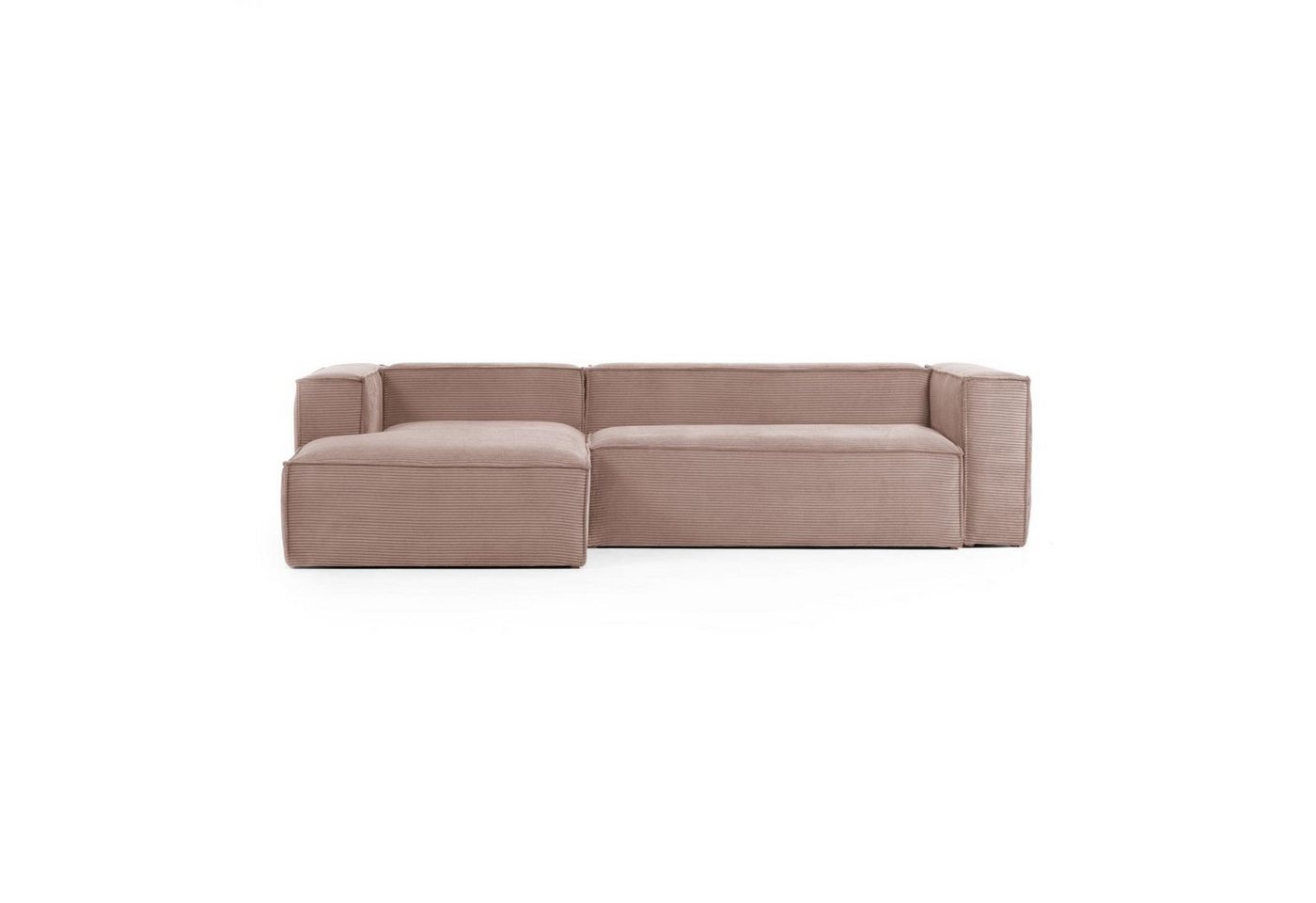 Natur24 Sofa Sofa Blok 3-Sitzer mit Longchair links in rosa Cord 300cm Couch von Natur24