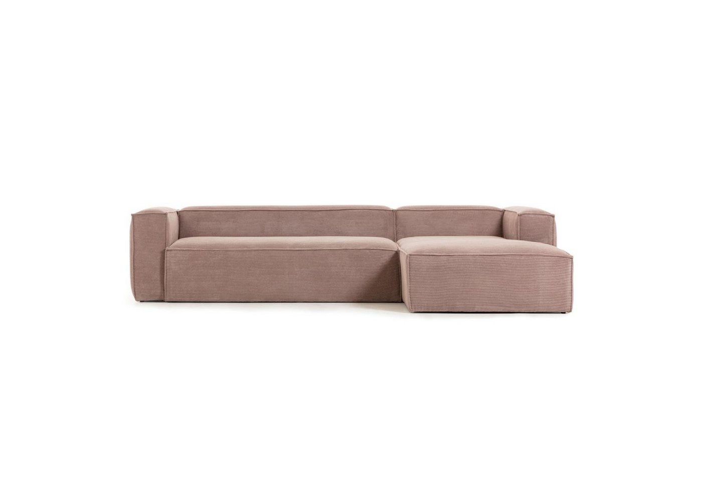 Natur24 Sofa Sofa Blok 3-Sitzer mit Longchair rechts Kord rosa 330cm von Natur24