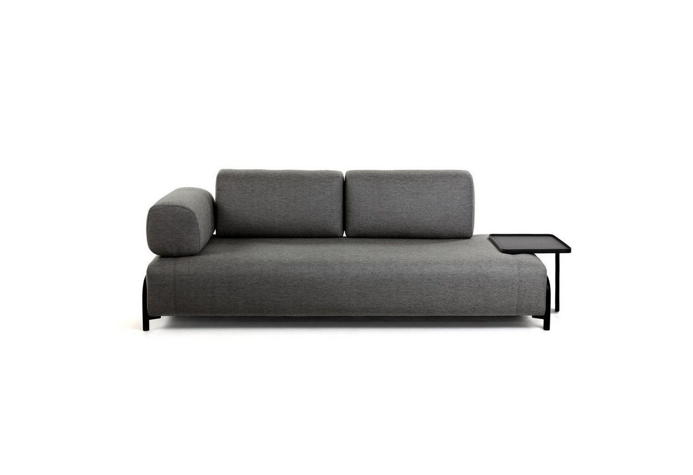 Natur24 Sofa Sofa Compo 3-Sitzer dunkelgrau mit großem Tablett 252cm Couch von Natur24