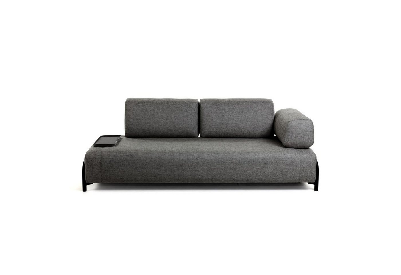 Natur24 Sofa Sofa Compo 3-Sitzer dunkelgrau mit kleinem Tablett 232cm Couch von Natur24