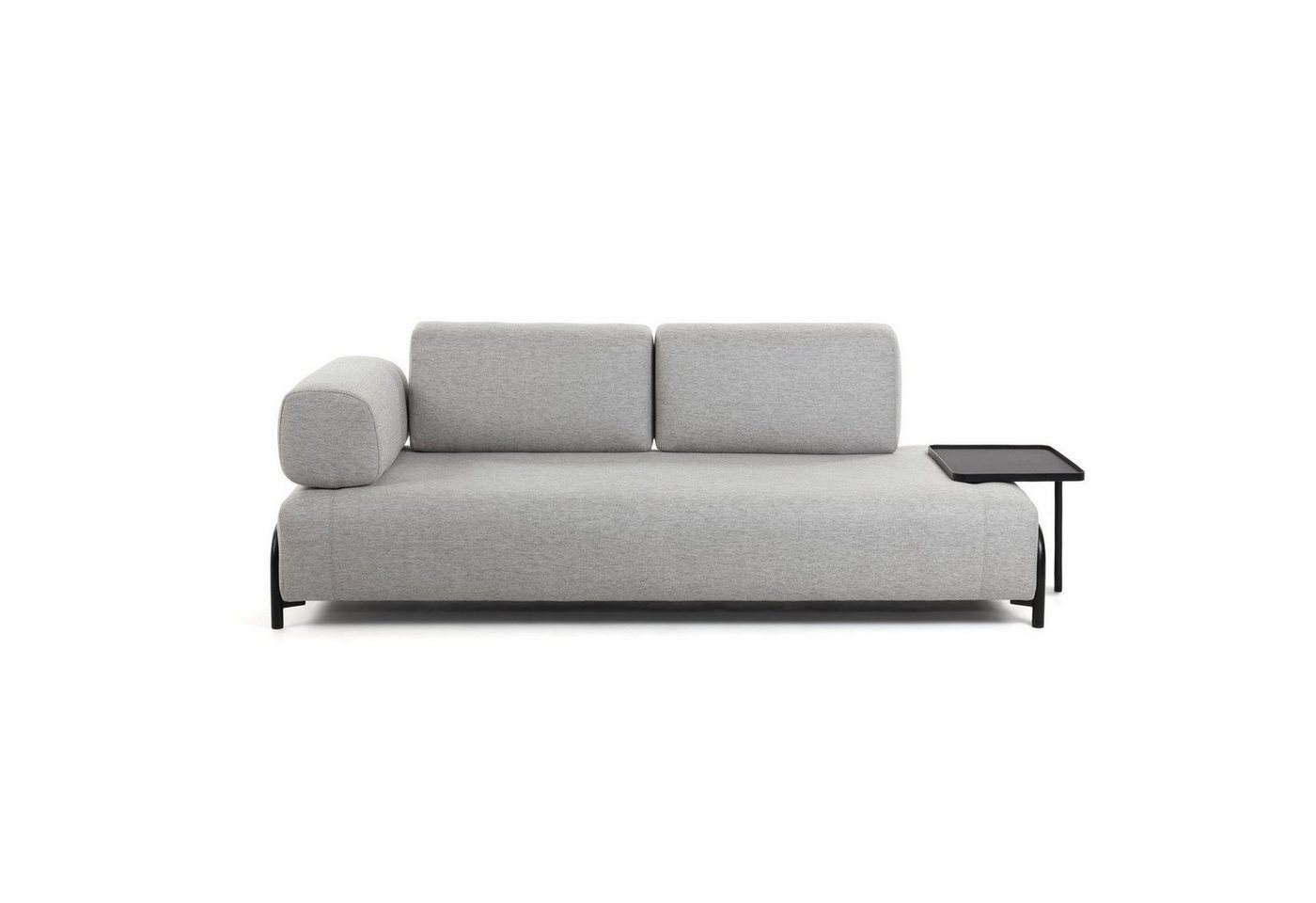 Natur24 Sofa Sofa Compo 3-Sitzer hellgrau mit großem Tablett 252cm Couch von Natur24