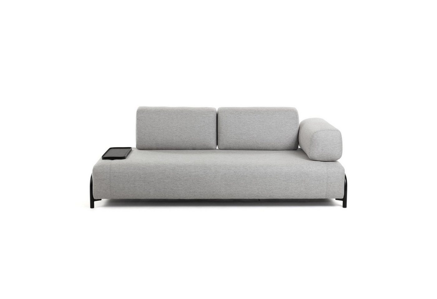 Natur24 Sofa Sofa Compo 3-Sitzer hellgrau mit kleinem Tablett 232cm Couch von Natur24