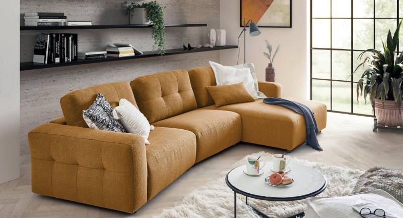 Natur24 Sofa Sofa Nell 147x346 cm schräger 2-Sitzer Loop Curcuma Sitzgruppe Couch von Natur24